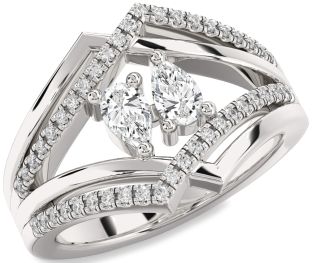 Diamond White Gold Pear Two Stone Ring
