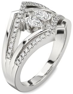 Diamond White Gold Pear Two Stone Ring