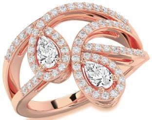Diamond Rose Gold Pear Two Stone Ring