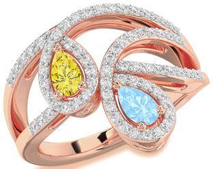 Diamond Rose Gold Pear Two Stone Promise Ring