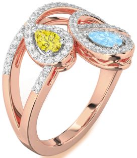 Diamond Rose Gold Pear Two Stone Promise Ring