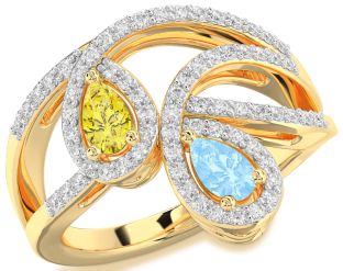 Diamond Gold Pear Two Stone Promise Ring