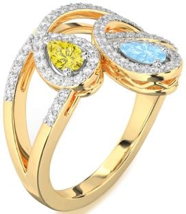 Diamond Gold Pear Two Stone Promise Ring