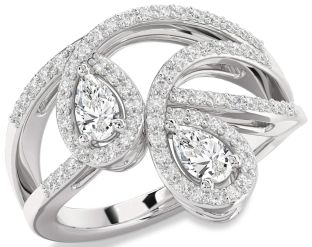 Diamond White Gold Pear Two Stone Ring