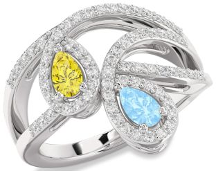 Diamond Platinum Pear Two Stone Promise Ring