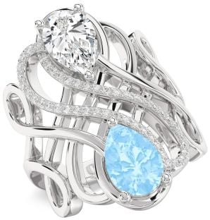 Diamond Platinum Knot Pear Two Stone Promise Ring