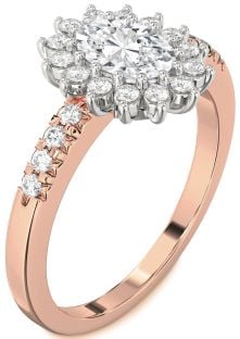 Diamond White Rose Gold Halo Oval Engagement Ring