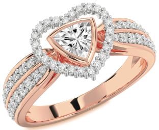 Diamond White Rose Gold Heart Solitaire Engagement Ring