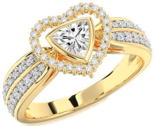 Diamond Gold Heart Solitaire Engagement Ring