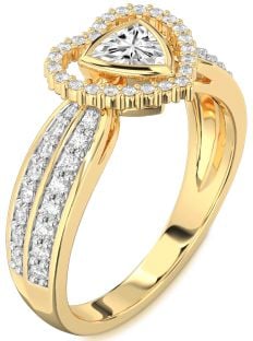 Diamond Gold Heart Solitaire Engagement Ring