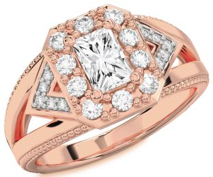 Diamond Rose Gold Halo Octagonal Engagement Ring