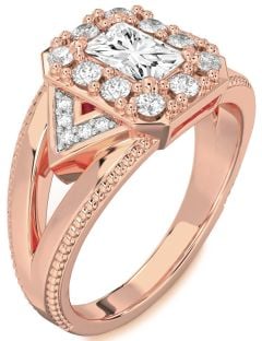 Diamond Rose Gold Halo Octagonal Engagement Ring