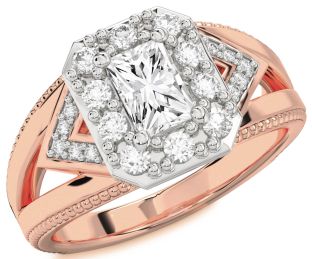 Diamond White Rose Gold Halo Octagonal Engagement Ring