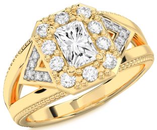 Diamond Gold Halo Octagonal Engagement Ring