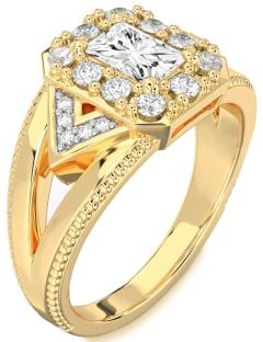 Diamond Gold Halo Octagonal Engagement Ring