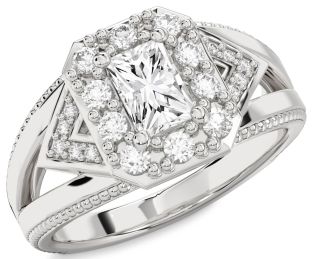 Diamond White Gold Halo Octagonal Engagement Ring