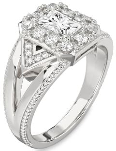 Diamond White Gold Halo Octagonal Engagement Ring
