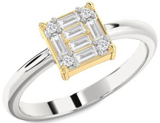 Diamond Silver & 10K gold Baguette Promise Ring