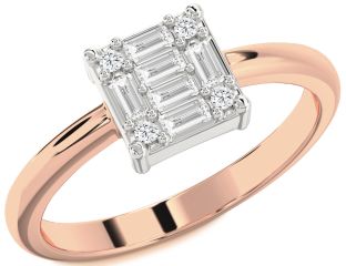 Diamond Platinum & Rose Gold Baguette Promise Ring