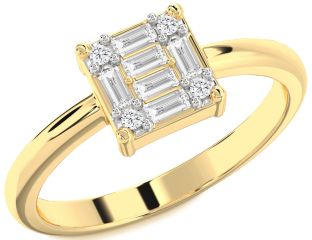 Diamond Gold Silver Baguette Promise Ring