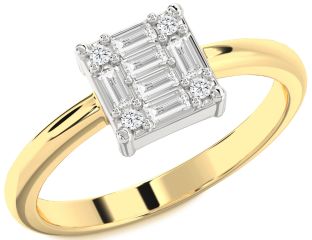 Diamond Platinum & Yellow Gold Baguette Promise Ring