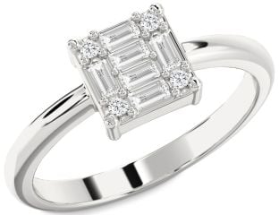 Diamond Silver Baguette Promise Ring