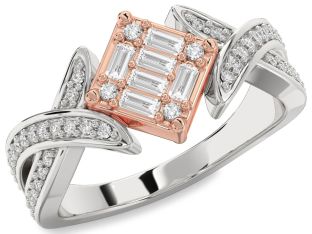 Diamond Platinum & Rose Gold Baguette Promise Ring