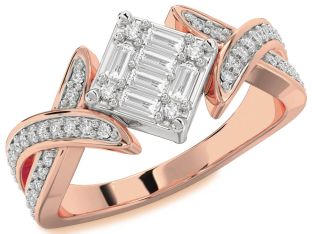 Diamond Platinum & Rose Gold Baguette Promise Ring