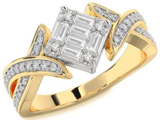 Diamond Platinum & Yellow Gold Baguette Promise Ring