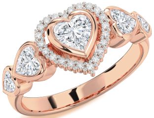Diamond Rose Gold Heart Halo Engagement Ring