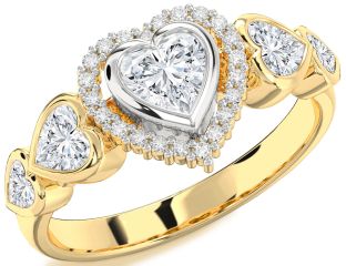 Diamond Platinum & Yellow Gold Heart Halo Engagement Ring