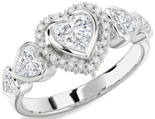Diamond White Gold Heart Halo Engagement Ring