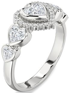 Diamond White Gold Heart Halo Engagement Ring