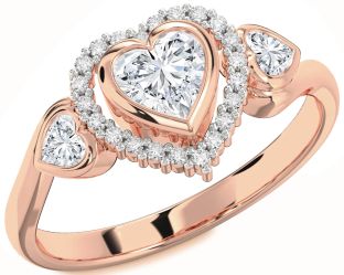 Diamond Rose Gold Heart Halo Engagement Ring