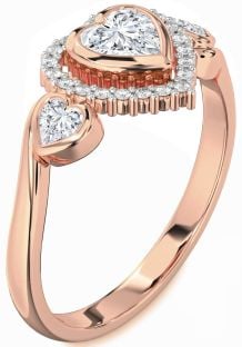 Diamond Rose Gold Heart Halo Engagement Ring