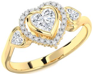 Diamond Gold Heart Halo Engagement Ring