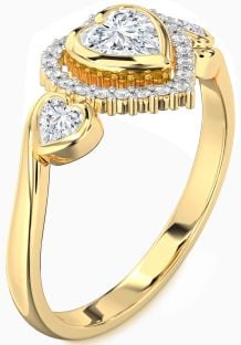 Diamond Gold Heart Halo Engagement Ring