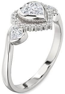 Diamond White Gold Heart Halo Engagement Ring