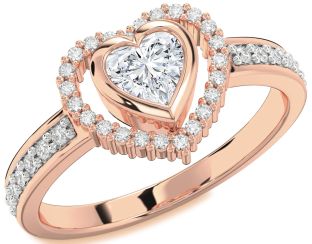 Diamond Rose Gold Heart Solitaire Engagement Ring