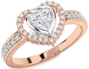 Diamond White Rose Gold Heart Solitaire Engagement Ring