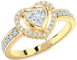 Diamond Gold Heart Solitaire Engagement Ring