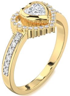 Diamond Gold Heart Solitaire Engagement Ring