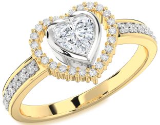 Diamond Platinum & Yellow Gold Heart Solitaire Engagement Ring