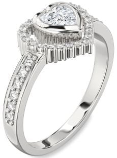 Diamond White Gold Heart Solitaire Engagement Ring