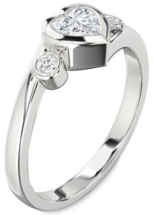 Diamond White Gold Heart Three Stone Engagement Ring