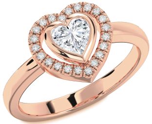 Diamond Rose Gold Heart Solitaire Engagement Ring