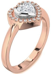 Diamond White Rose Gold Heart Solitaire Engagement Ring