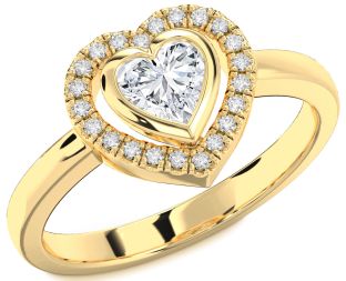 Diamond Gold Heart Solitaire Engagement Ring