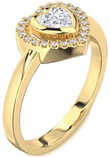 Diamond Gold Heart Solitaire Engagement Ring