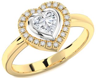Diamond Platinum & Yellow Gold Heart Solitaire Engagement Ring